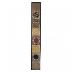 Linear ceramic and wood flower wall appliqué 